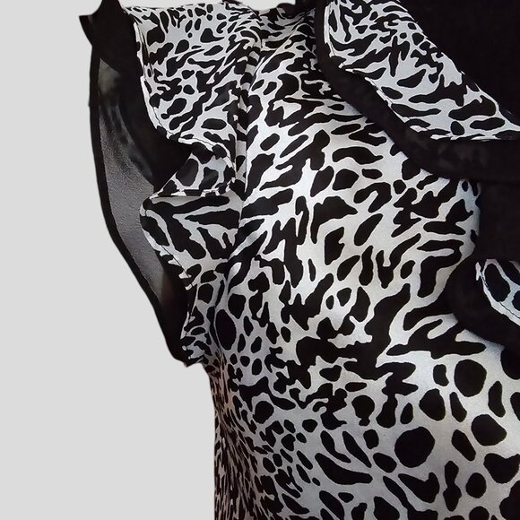 NWOT OSCAR DE LA RENTA ( S ) Pink Label Animal Print Short Ruffle Sleeves - Picture 6 of 7